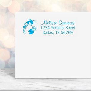 Japanese Koi Fish and Water Lily Address Self-inking Stamp