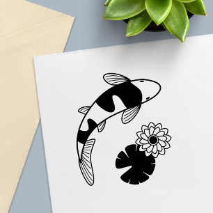 Japanese Koi Fish and Water Lily Self-inking Stamp