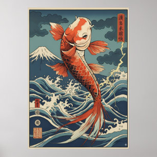 Japanese Koi Fish Art Poster – Symbol of Strength