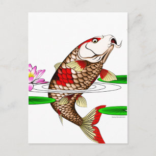 Japanese Koi Fish Carp Water Lily Postcard