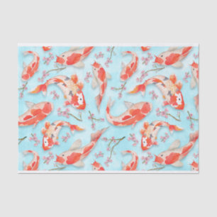 Japanese Koi Fish & Cherry Blossom Branch Pattern Tissue Paper