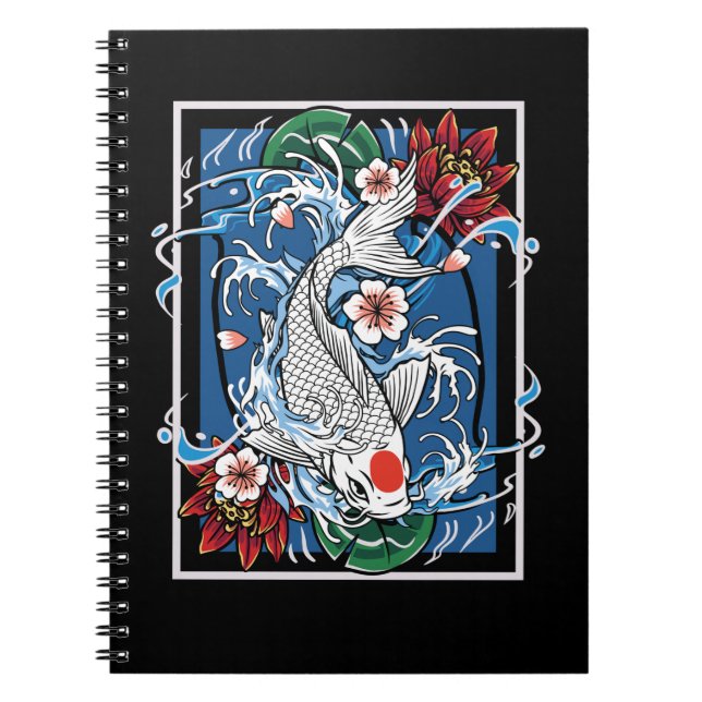 Japanese Koi Fish Cherry Blossom Carp Fishfarming Notebook (Front)