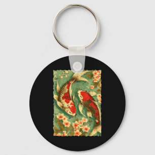 Japanese Koi Fish Cherry Blossoms Sakura Art Men W Key Ring