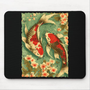 Japanese Koi Fish Cherry Blossoms Sakura Art Men W Mouse Pad