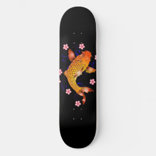 Japanese Koi Fish Cherry Blossoms Skateboard Deck