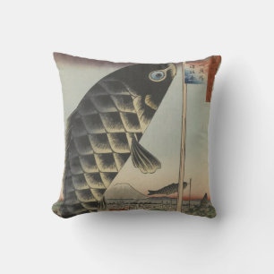 Japanese Koi Fish Festival Flag Antique Cushion