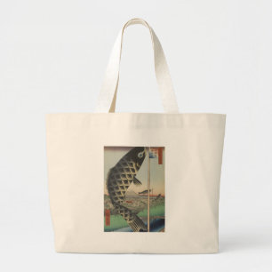 Japanese Koi Fish Festival Flag Antique Large Tote Bag