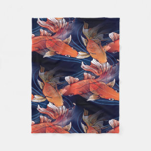 Japanese Koi Fish Fleece Blanket