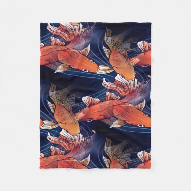 Japanese Koi Fish Fleece Blanket (Front)