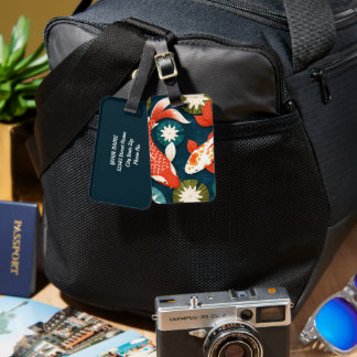 Japanese Koi Fish Lotus Flowers Zen Garden Luggage Tag