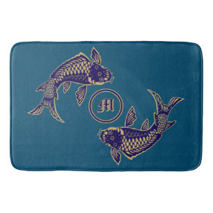 Japanese Koi Fish Monogram Bath Mat