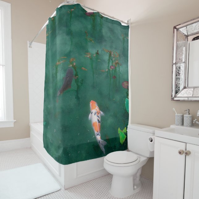 Japanese Koi Fish Nature photo Shower Curtain (In Situ)