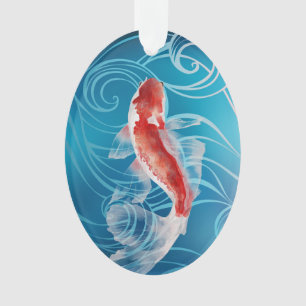 Japanese Koi Fish Oriental Waves Japan Christmas Ornament