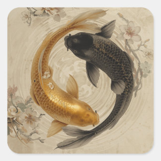 Japanese Koi Fish Painting Collection 🐟🎨 Square Sticker