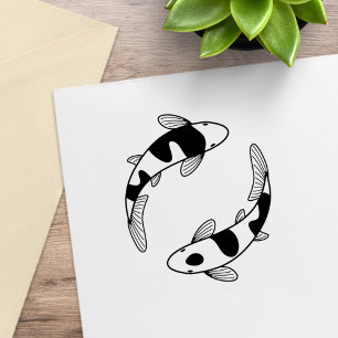 Japanese Koi Fish Pair Rubber Stamp