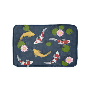 Japanese Koi Fish Pond Bath Mat