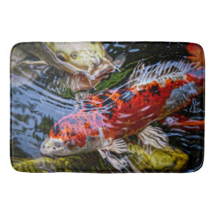 Japanese Koi Fish Pond Bath Mat