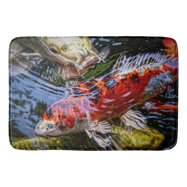 Japanese Koi Fish Pond Bath Mat (Front)