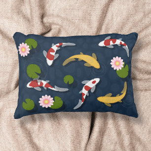 Japanese Koi Fish Pond Decorative Cushion