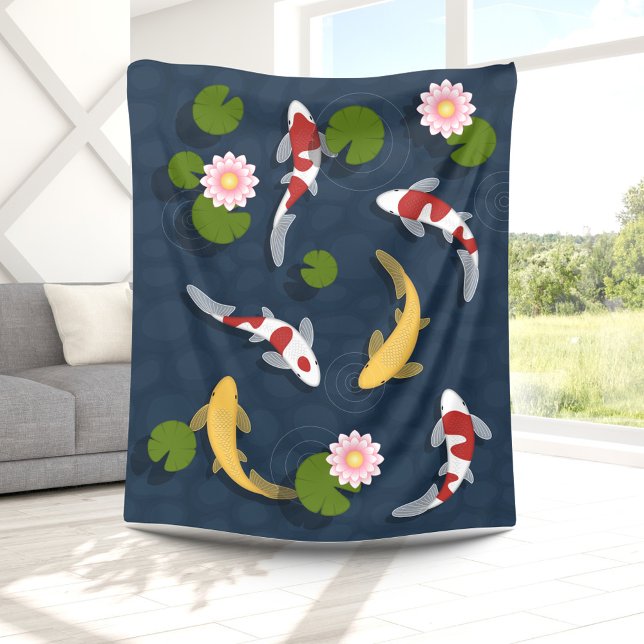 Japanese Koi Fish Pond Fleece Blanket (Creator Uploaded)