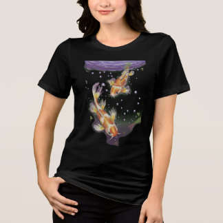 Japanese Koi Fish Pond Illustration Aesthetic Tri-Blend Shirt