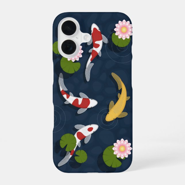 Japanese Koi Fish Pond iPhone 16 Case (Back)