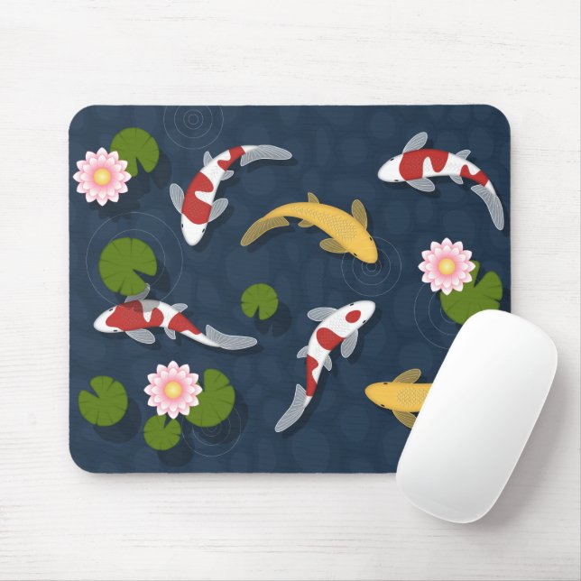 Japanese Koi Fish Pond Mouse Pad (With Mouse)