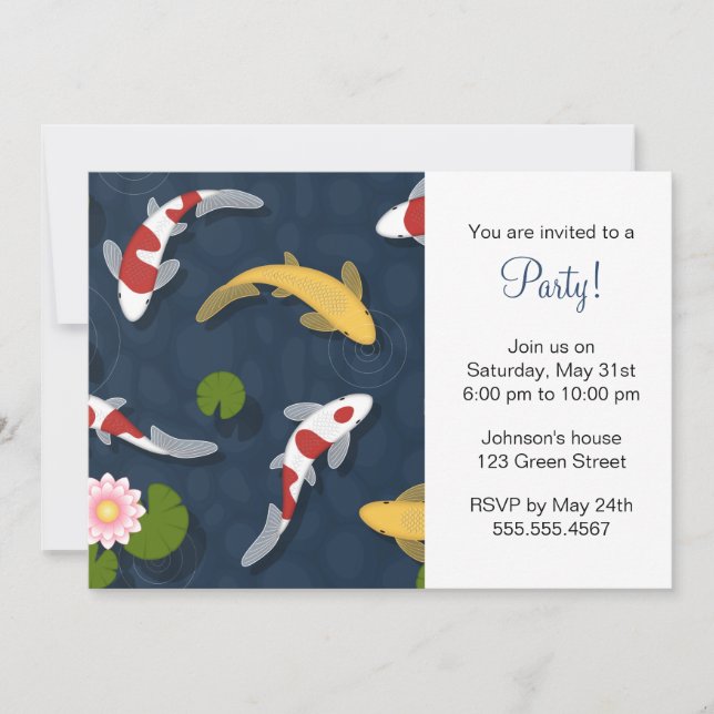 Japanese Koi Fish Pond Party Invitation (Front)