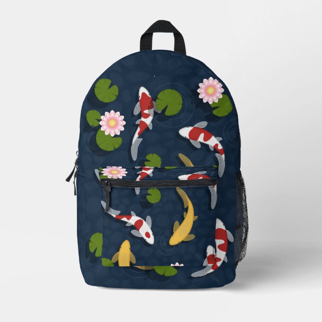 Japanese Koi Fish Pond Printed Backpack (Front)