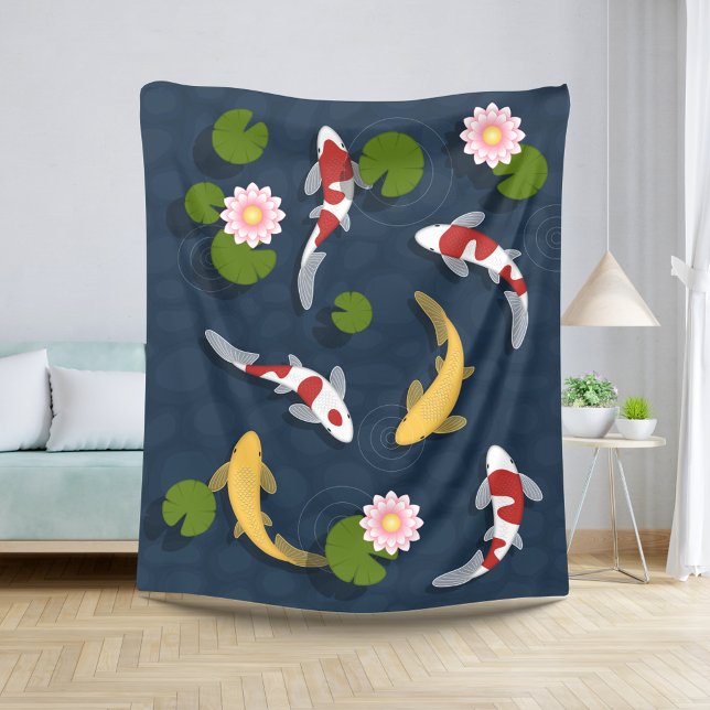 Japanese Koi Fish Pond Sherpa Blanket (Creator Uploaded)