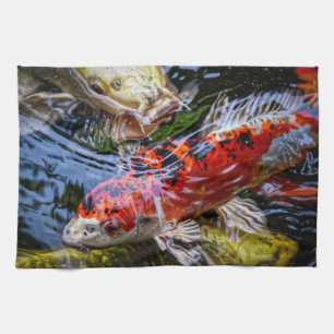 Japanese Koi Fish Pond Tea Towel