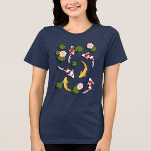 Japanese Koi Fish Pond Tri-Blend Shirt