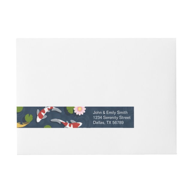 Japanese Koi Fish Pond Wraparound Address Label (Front)
