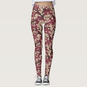 Japanese Koi Fish Sakura Pattern Leggings