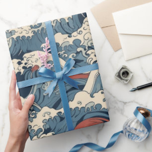Japanese Koi Fish Sakura Pattern Wrapping Paper