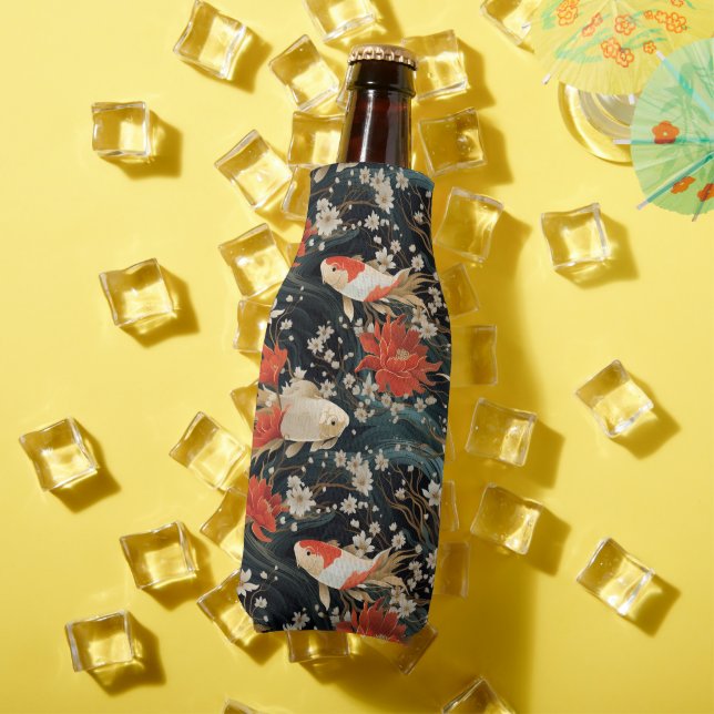 Japanese Koi Fish Seamless Pattern Bottle Cooler (In Situ Summer)