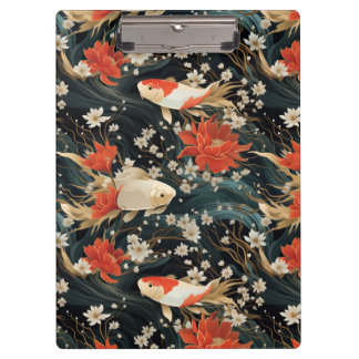 Japanese Koi Fish Seamless Pattern Clipboard