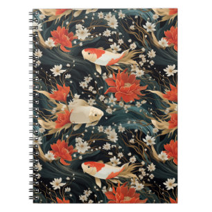 Japanese Koi Fish Seamless Pattern Notebook