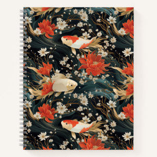 Japanese Koi Fish Seamless Pattern Notebook