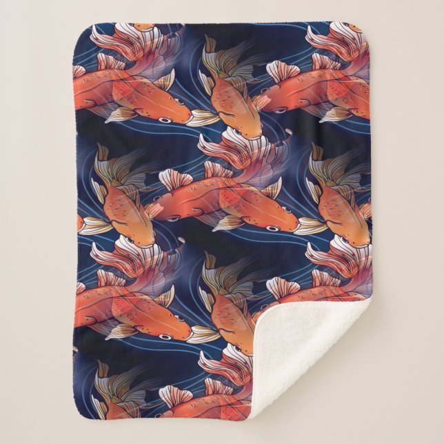 Japanese Koi Fish Sherpa Blanket (Front)