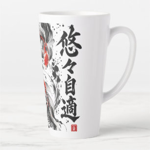 Japanese Koi Fish Sumi-e Art Yuyu Jiteki Japanes Latte Mug