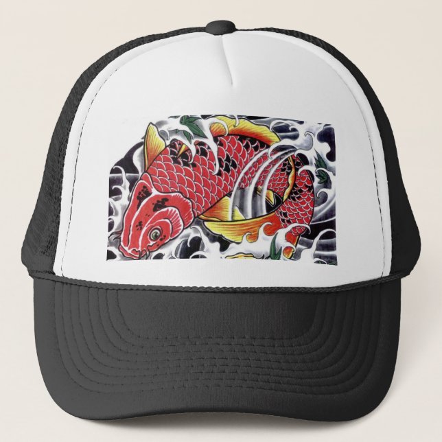 Japanese Koi Fish Tattoo Trucker Hat (Front)