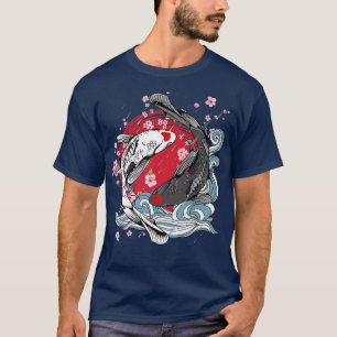 Japanese Koi Fish Tattoo Zen Red Circle Vintage  ( T-Shirt