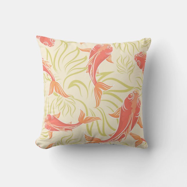 Japanese Koi Fish Throw Pillow (Front)