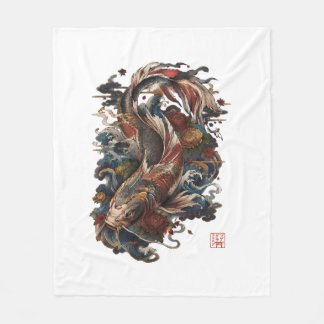 Japanese Koi Fish | Traditional Japanese Tattoo Fleece Blanket
