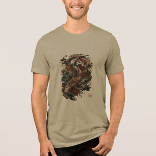 Japanese Koi Fish Traditional Japanese Tattoo Tri-Blend Shirt