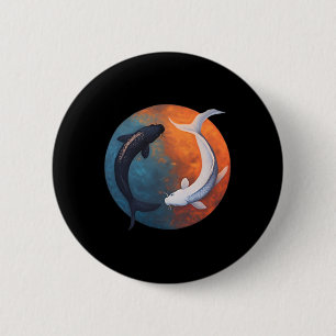 Japanese Koi Fish Yin And Yang Men Women Fisher Fi 6 Cm Round Badge