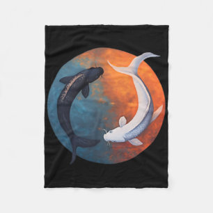 Japanese Koi Fish Yin And Yang Men Women Fisher Fi Fleece Blanket