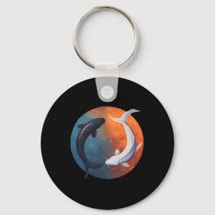 Japanese Koi Fish Yin And Yang Men Women Fisher Fi Key Ring