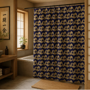 Japanese Koi Goldfish Frieze Pattern Shower Curtain